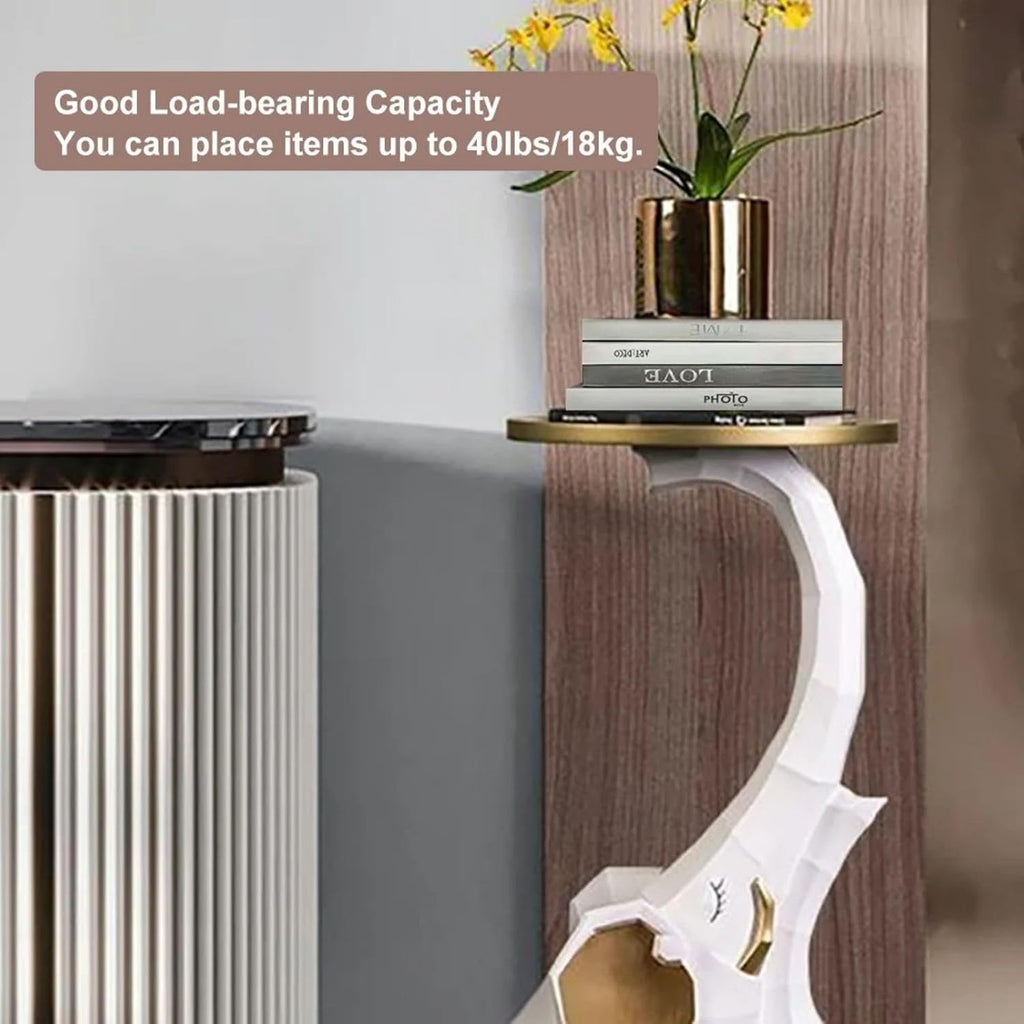 homary Modern End Table with Tray Top Decor Nightstand Elephant Shape Side Table White & Gold