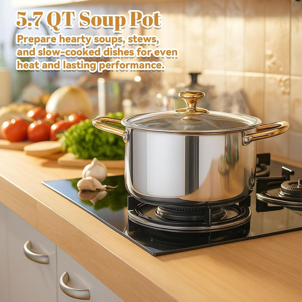 LemonRoad 2 Pieces Titanium Cookware Set, 7.68'' and 9.45'' Pots and Pans with Lids Triply Titanium No Coat Technology Safe for Oven, Induction and Cook Tops, Dishwasher Safe (Saucepans)