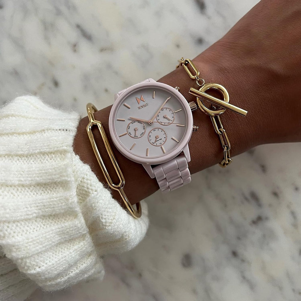 MVMT Rise Mini Women's Watch 3 Hand Quartz Stainless Steel Case and Link Bracelet Water Resistant Premium Minimalist Vintage Timepiece Gift for Her 30mm