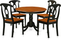 East West Furniture HLKE5-BCH-W 5 Piece Dining Room Table Set Includes a Round Kitchen Table with Pedestal and 4 Dining Chairs, 42x42 Inch, Black & Cherry