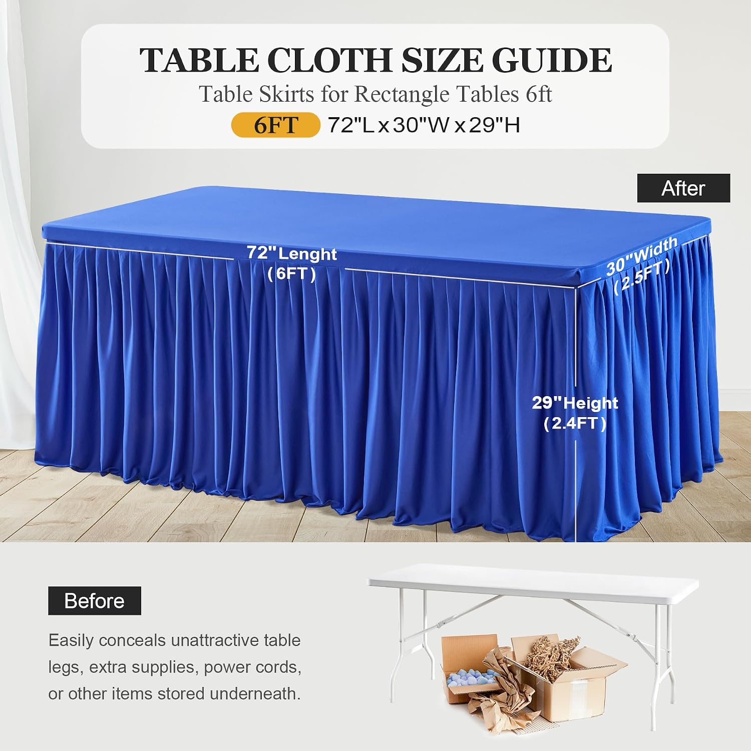 Shillance 6 Pack Royal Blue Table Clothes for 6 Foot Rectangle Tables, Premium Polyester Rectangle Tablecloth Wrinkle Resistant Washable Table Cover for Wedding, Party, Dining,Banquet,Buffet Tables