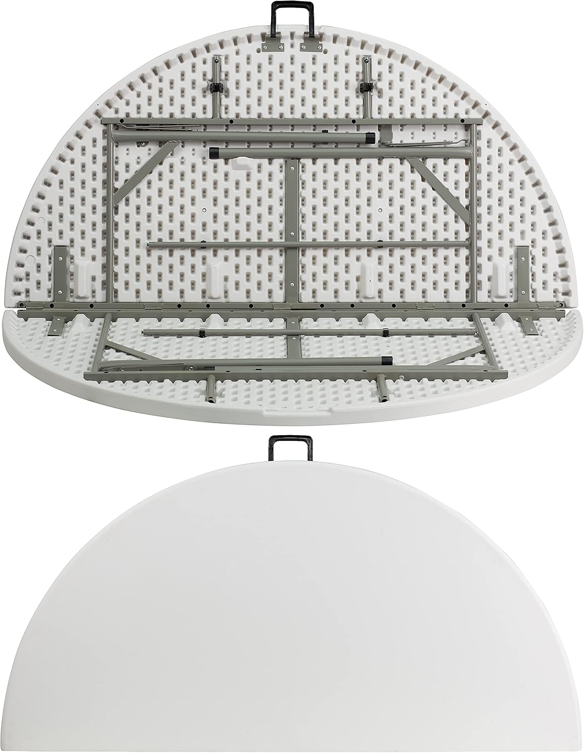 Flash Furniture Scarborough 5' Round Plastic Folding Table with Carrying Handle, Plastic Foldable Table for Indoor/Outdoor Events, White