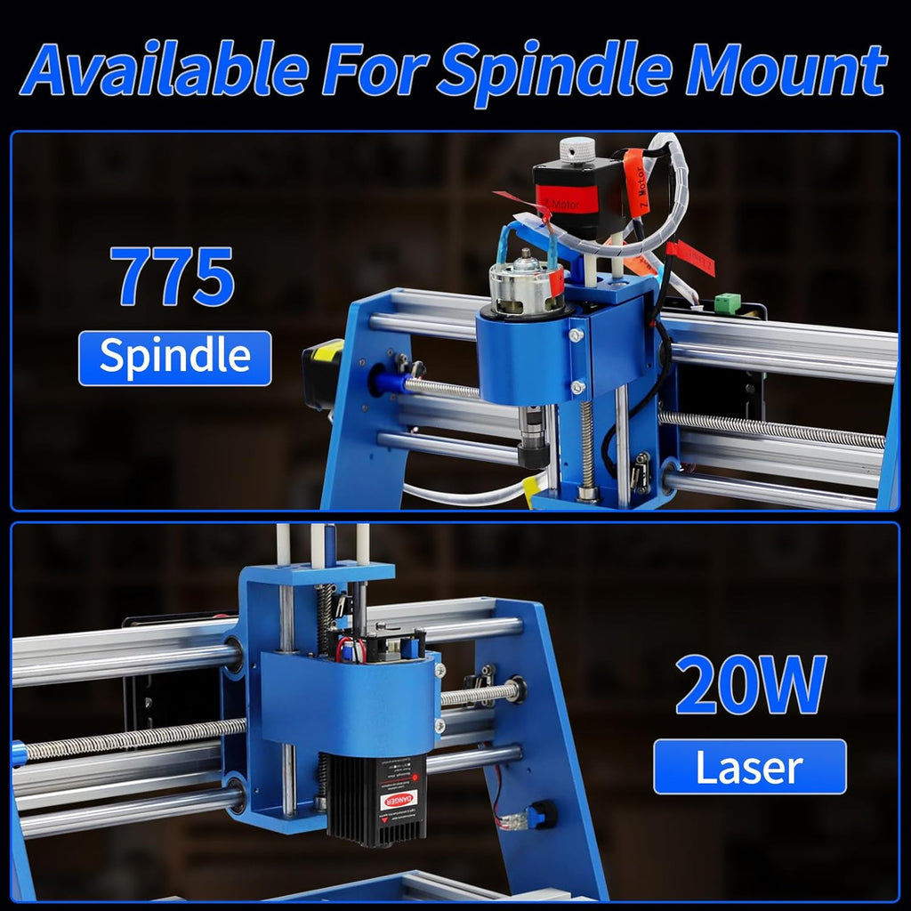 3018 CNC Machine All-Metal CNC Router Machine, with Emergency-Stop 3 Axis Plastic Acrylic PCB PVC Wood Carving Milling Engraving Machine, XYZ Working Area 300x180x60mm
