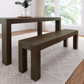 Plank+Beam 60 Inch Dining Bench for Dining Room, Table, and Entryway - Solid Wood, Walnut Wirebrush Finish