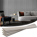 Art3d 4-Piece Wood Slat Acoustic Panels for Stylish Decor and Noise Reduction, 3D Textured Panel for Ceiling and Wall, Brushed Silver