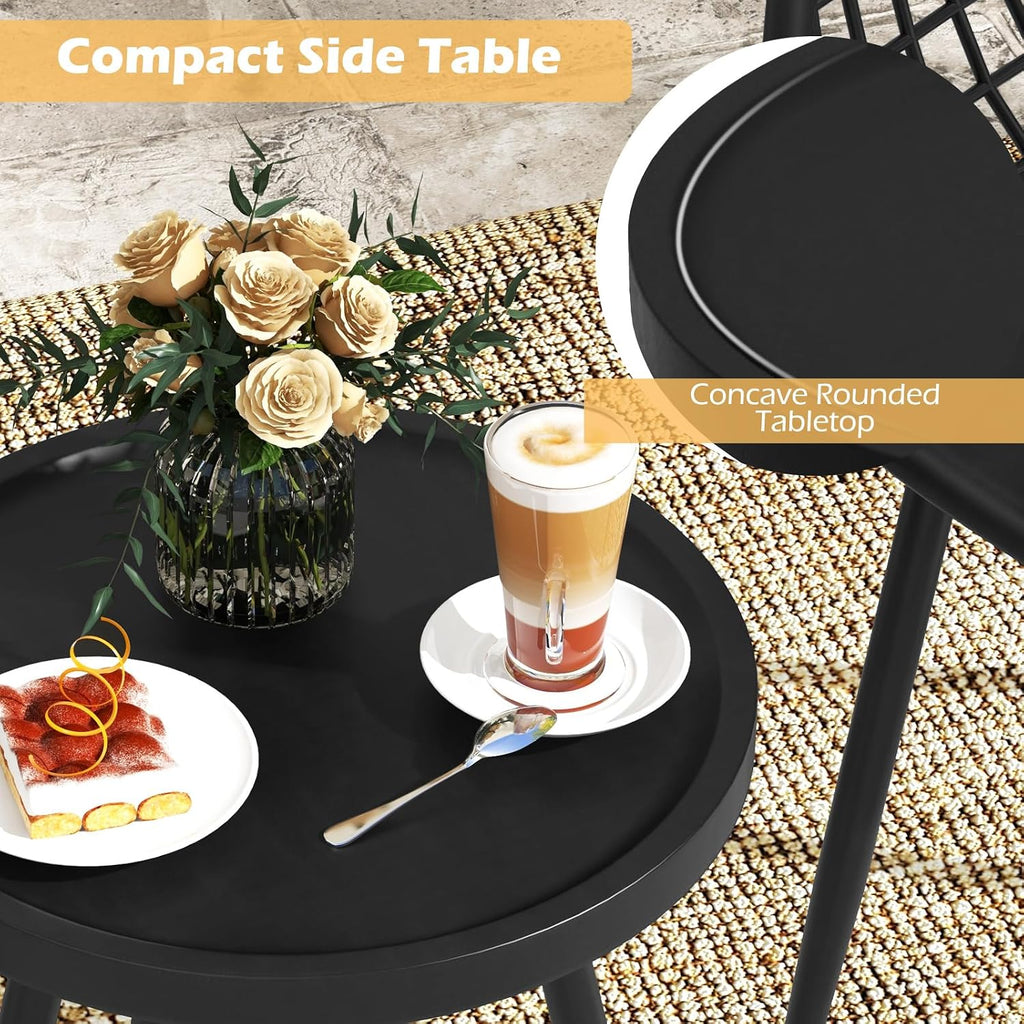Tangkula 3 Piece Patio Bistro Set, All Weather Heavy Duty Table and Chairs Set of 2 with Widen Seats, Outdoor Furniture Set for Porch, Balcony, Backyard (Black)