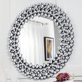 SHYFOY 35.5' Oversize Jeweled Ornate Wall Mirrors Decorative Crystal Accent Round Mirrors for Wall Home Decor, Modern Crushed Diamond Gemstone Mirror for Living Room