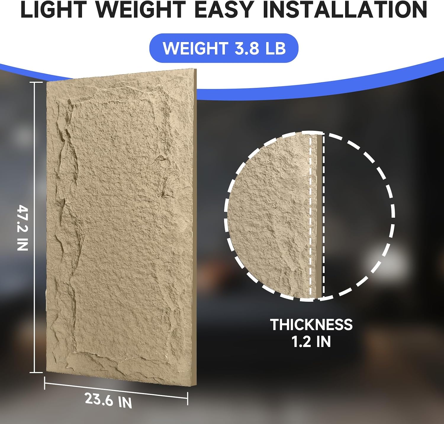 Stone 3D Wall Panels,4-Pack PU Wall Panels, 23.6'*47.2' Wall Paneling for Interior Wall Decor, Faux Stone Wall Panel for Accent Wall Decor, Sophisticated & Stylish 3D Wall Decor(Sand Yellow)