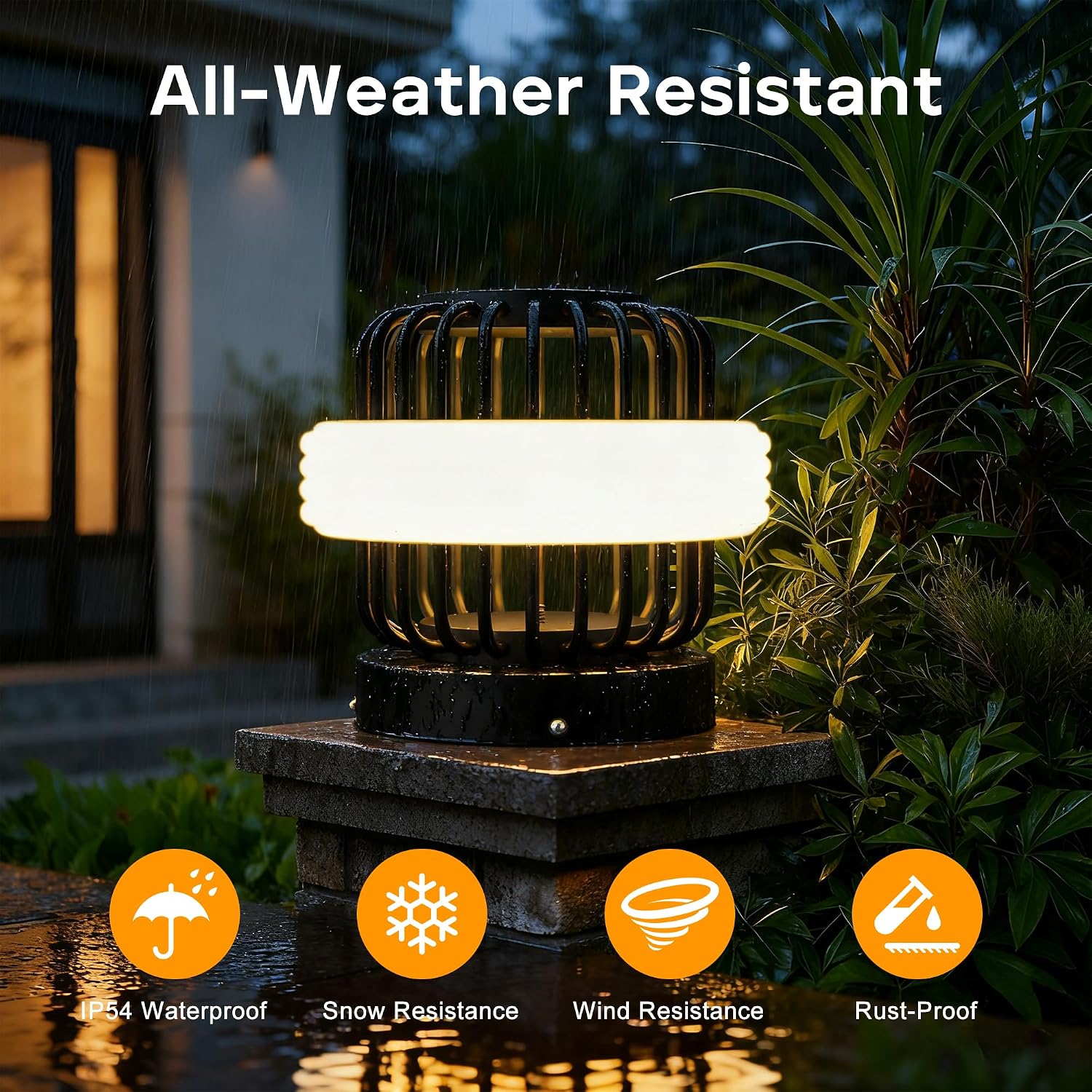 Solar Post Lights with Remote Control, Modern Pillar Light Dusk to Dawn IP54 Waterproof Solar Post Cap Lights with 3200K LED Outdoor Light Fixture for Garden Deck Patio Outside Lighting (Stripe )