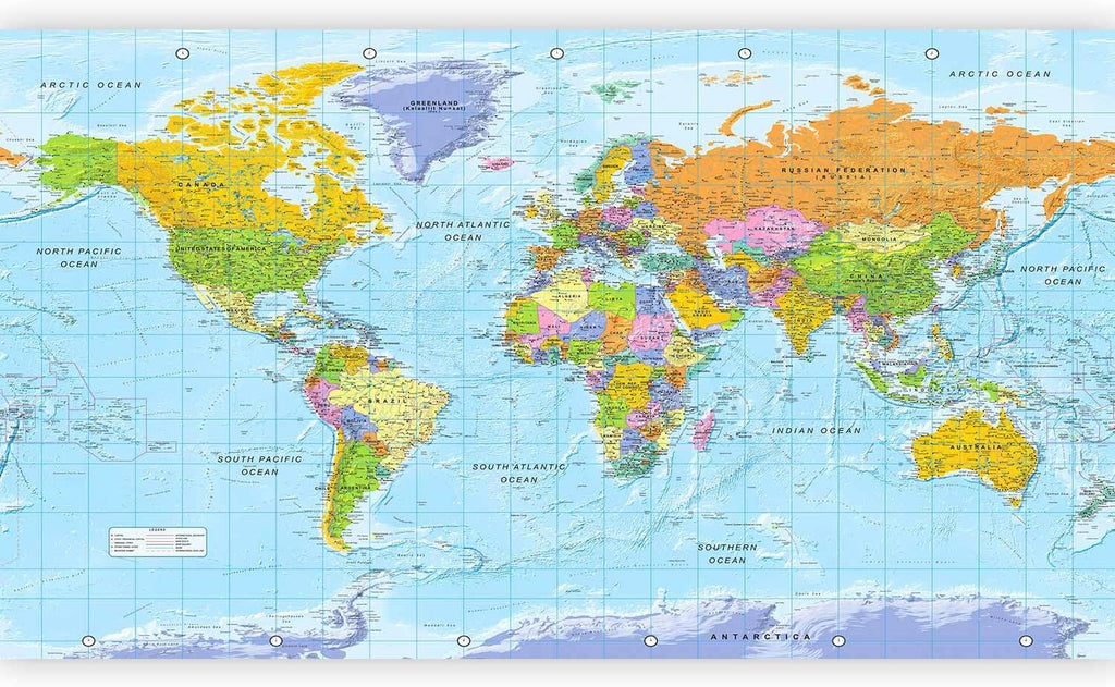 artgeist Premium Wall Mural World Map 197x110 in - Non-Woven Wallpaper Fleece Wall Decor Photo Print Picture Image Design k-A-0094-x-a