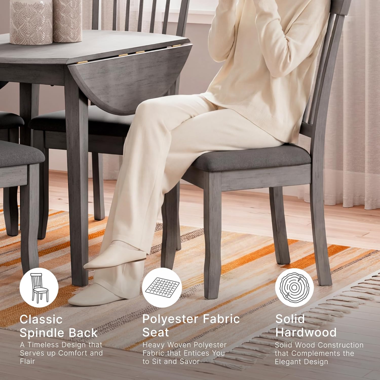 Signature Design by Ashley Shullden Casual Dining Room Side Chair with Spindle Back, 2 Count, Gray