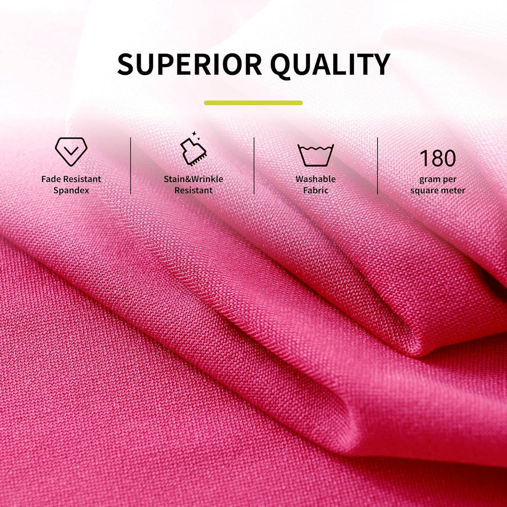 Outpain 6 Pack Spandex Hot Pink Round Tablecloths for 60in Tables, 120Inch Stretchy Fitted 5FT Round Table Clothes,Wrinkle Free Table Cover with Skirt for Wedding Party Dining Banquet