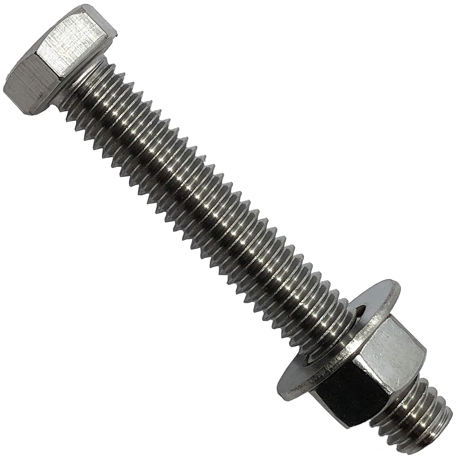 1/2' - 13 x 2-304-STAINLESS Steel Bolts, Nuts & WASHERS - 18-8 HEX Head Bolt - 304 Grade. General Purpose Bolts + Nuts + Washers - Full Thread Tap Bolts (100)