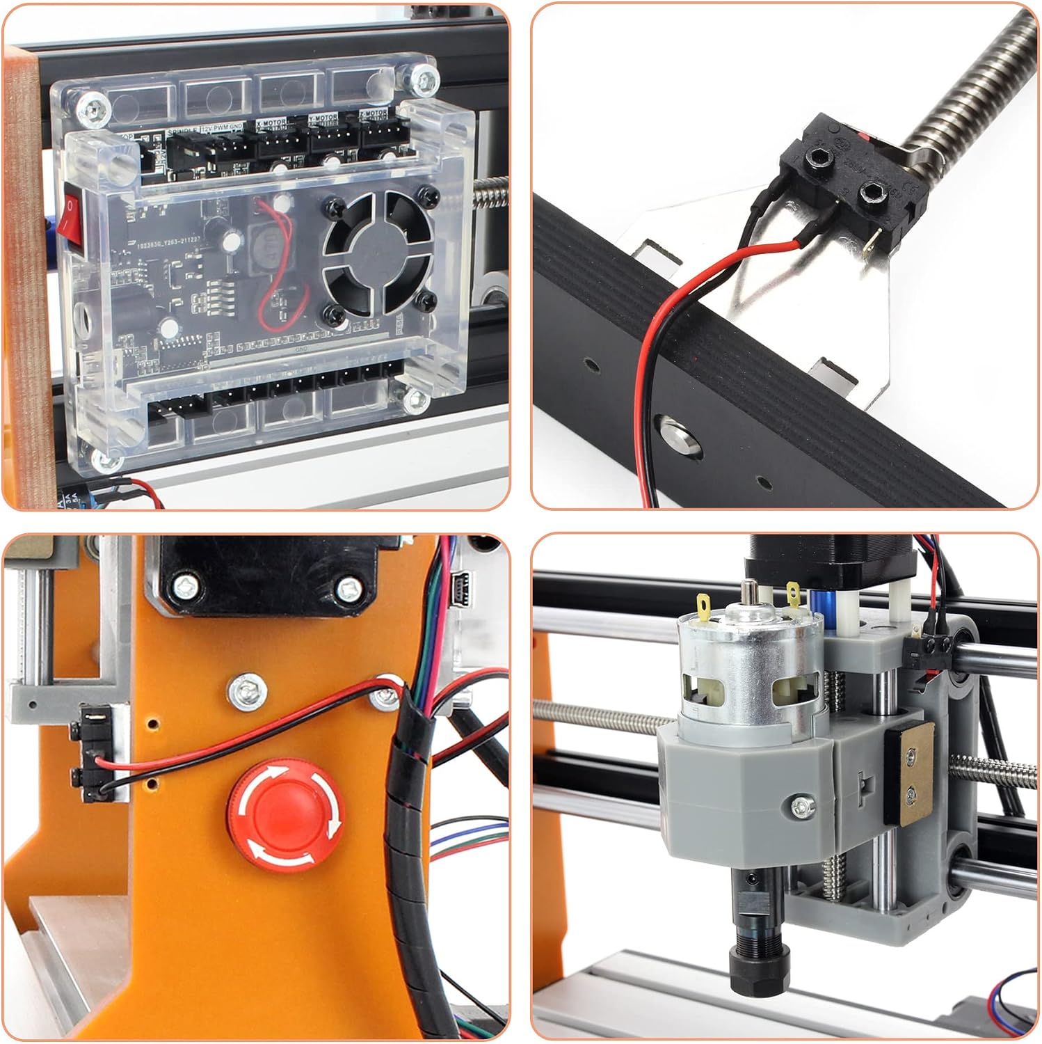 RATTMMOTOR Upgrade 3018-PRO CNC Wood Router Machine Kit 3 Axis GRBL DIY Mini CNC Engraver Milling Machine+Emergency Stop and Limit Switch for Cutting Plastic Acrylic PVC PCB Wood
