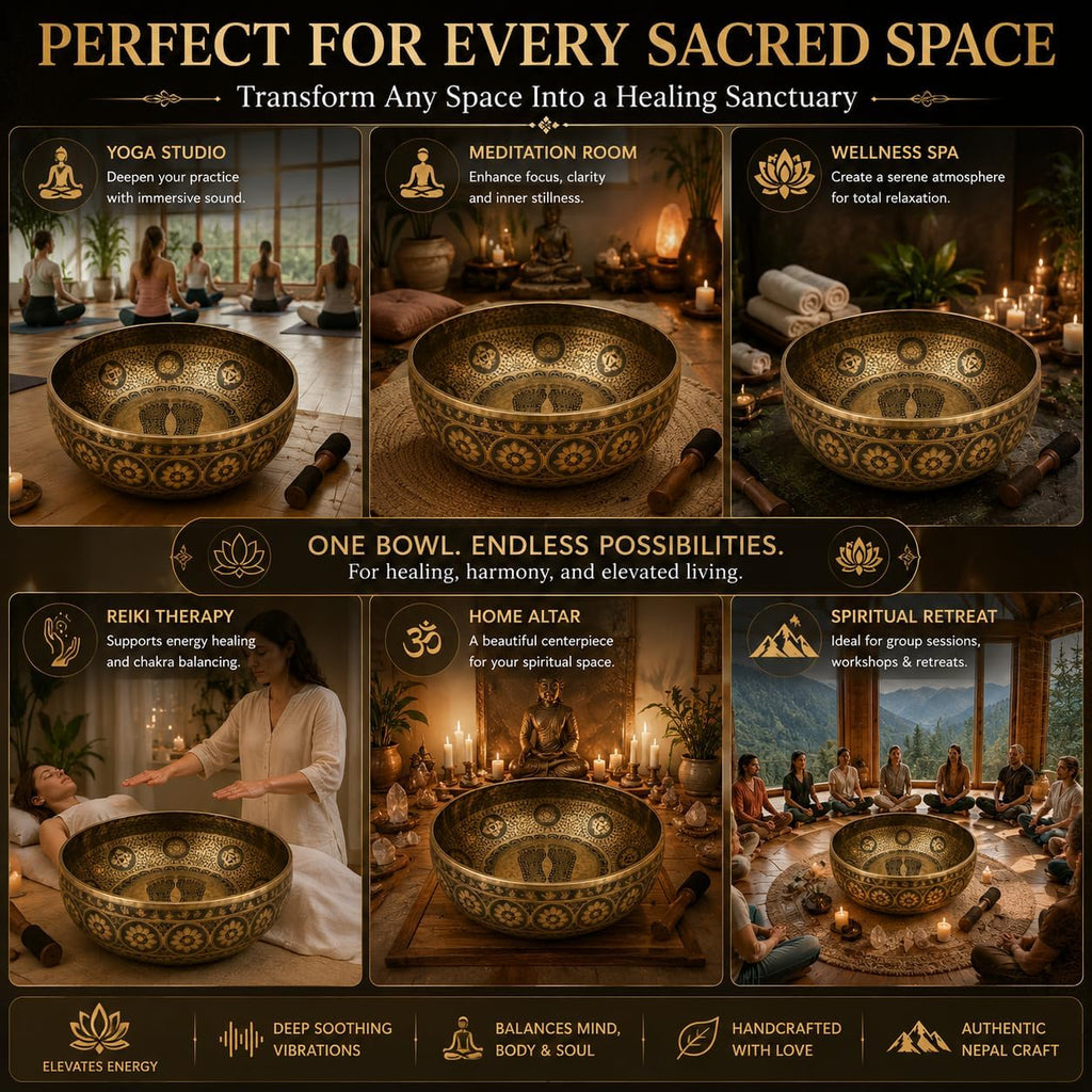 Large 21 Inch Foot Singing Bowl Handmade in Nepal | Etched Meditation Sound Bowl for Healing Sound Bath Yoga Relaxation Mindfulness & Spiritual Wellness Practices