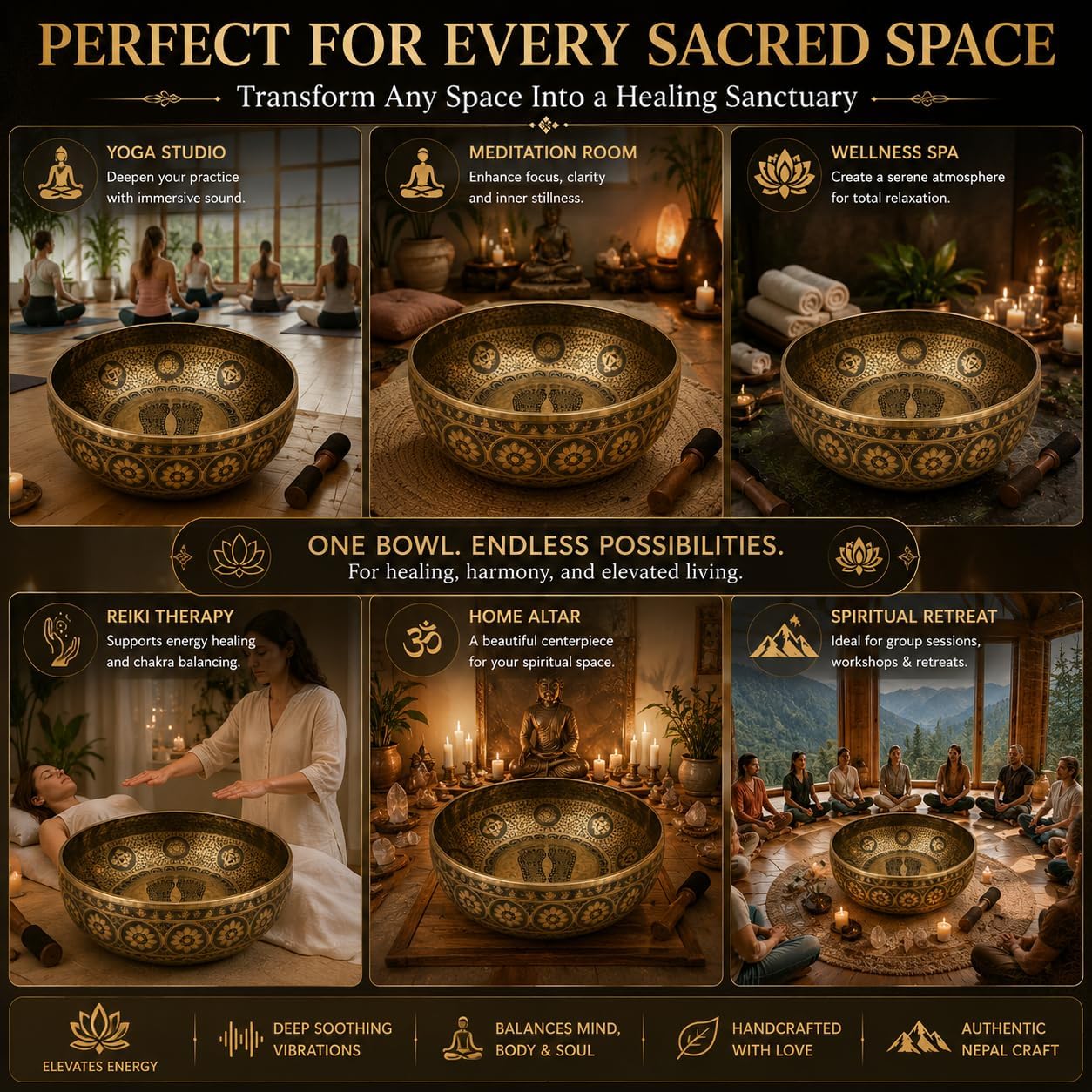 Large 21 Inch Foot Singing Bowl Handmade in Nepal | Etched Meditation Sound Bowl for Healing Sound Bath Yoga Relaxation Mindfulness & Spiritual Wellness Practices