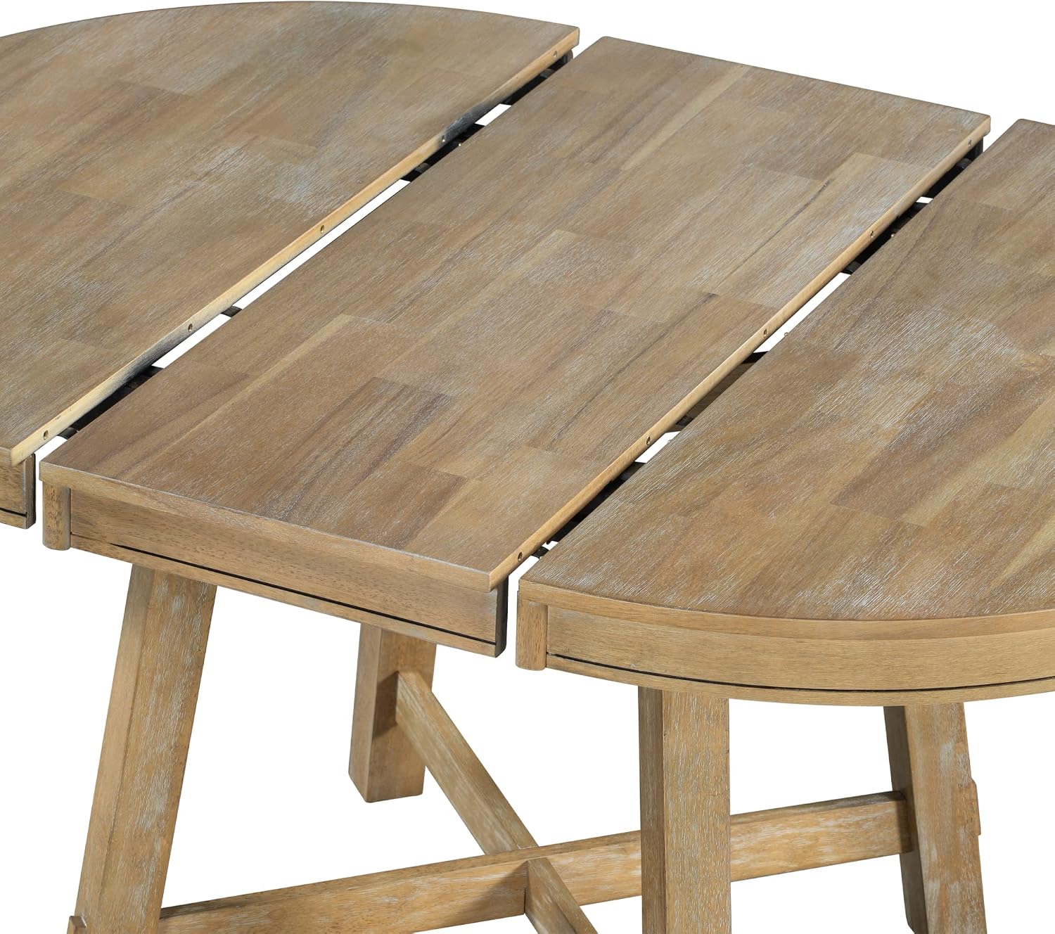 LUMISOL 42'-58' Extendable Round Dining Table for 4-8, Farmhouse Kitchen Table with Removable Leaf, Solid Wood Oval Dinner Tables for Kitchen, Dining Room, Living Room, Natural