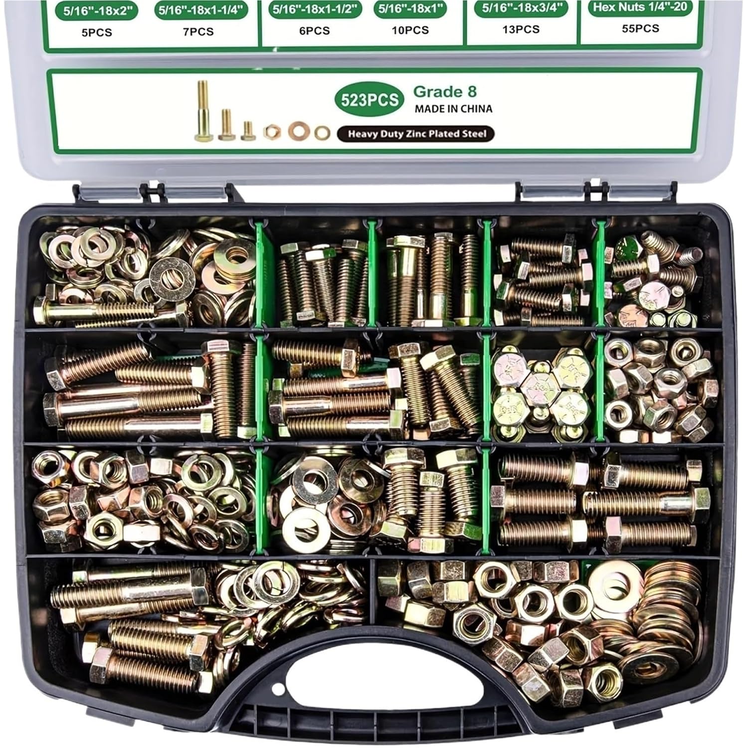 Nut & Bolt Sets 523PCS Heavy Duty Hex Bolts and Nuts Assortment Kit