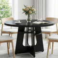 47' Round Dining Table for 4-6 Black, Farmhouse Wood Circle Dinner Table, Modern Wooden Circular Dinner Tables Easy Assembly for Dining Room/Kitchen/Living Room/Apartment (Table Only)