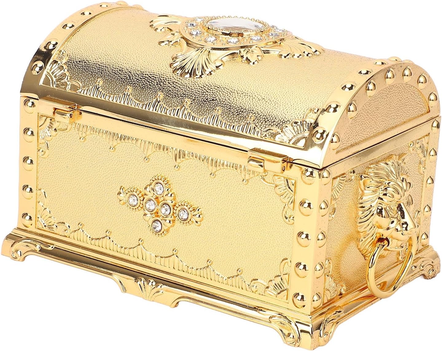 Vintage Metal Jewelry Box Drawer Type Earring Necklace Bracelet Organizer Decorative Box with Lock for Home (Gold)
