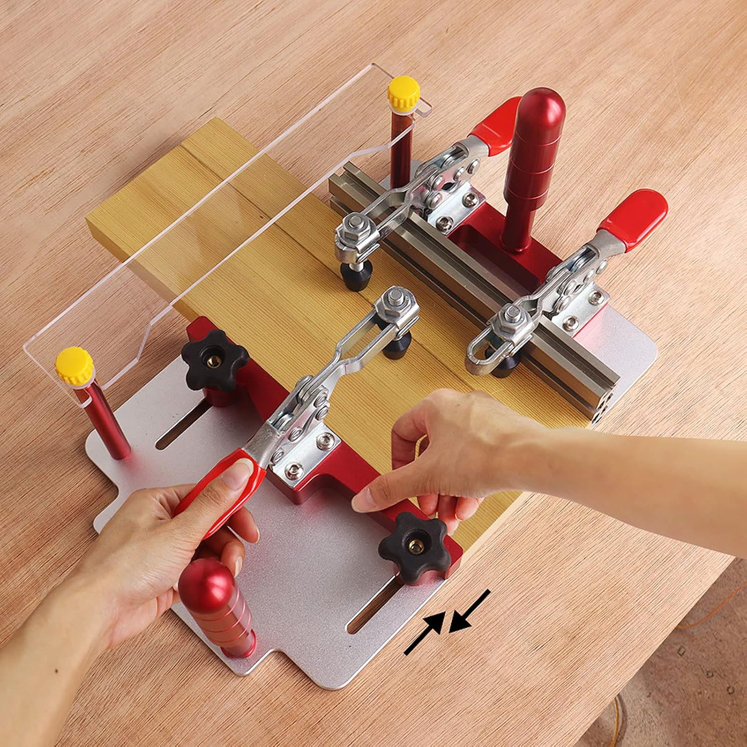 Router Table Coping Sled, Rail Guide Safety Coping Sled Router Table Tenoning Safety Pushing Clamp for Cutting Precise Joints for Cabinet Door Drawer Fronts Carpenters W0odpeckers Woodworking Tools