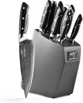 Damascus Kitchen Knife Sets, 9 Pieces Kitchen Knives Set with Block, ABS Ergonomic Handle for Chef Knife Set, Knife Sharpener and Kitchen Shears, Knife Block Set