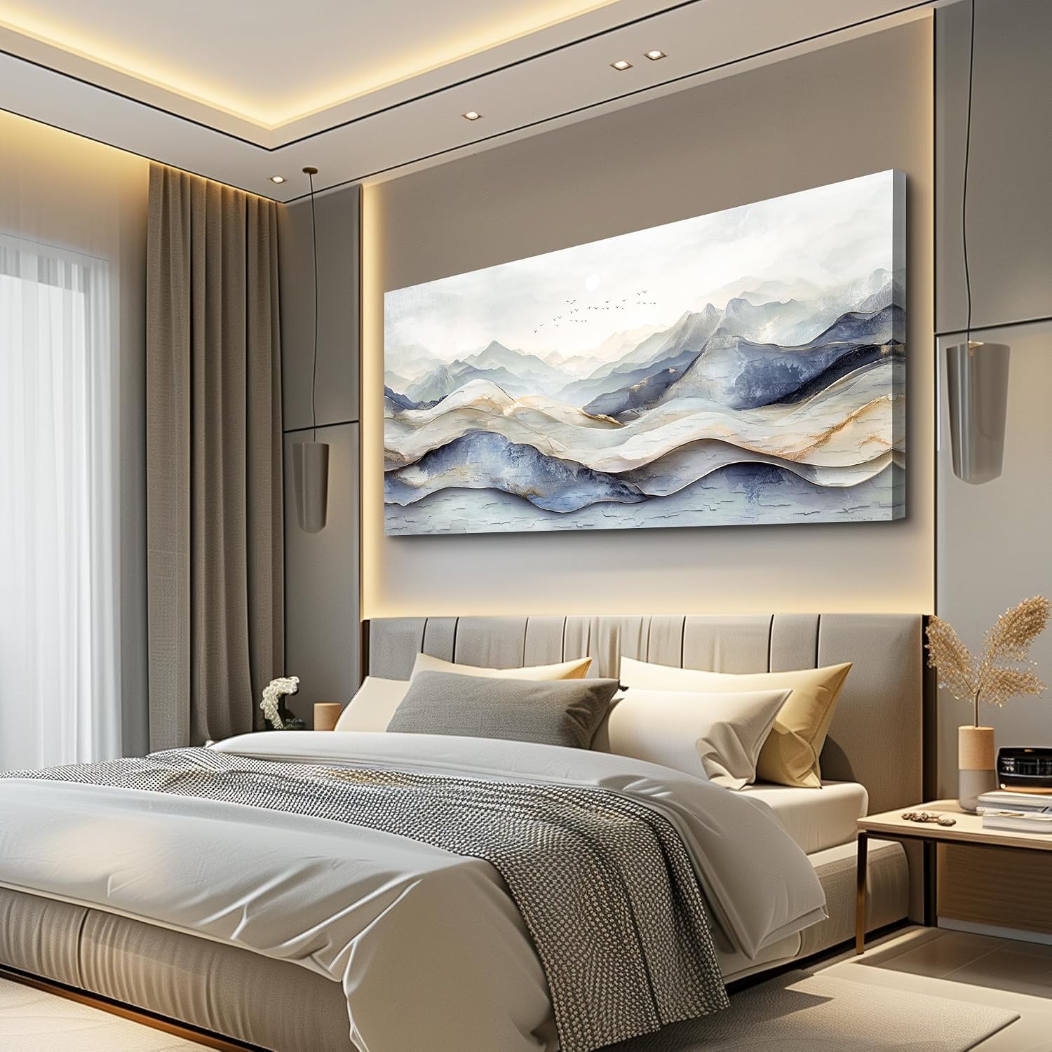 JUDASJART Canvas Wall Art For Living Room Large Wall Decor For Office Bedroom Decorations Landscape Gold Accent Pictures Abstract Painting Artwork Room Wall Mural Aesthetic Home Decor 30x60 In