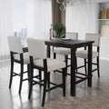 P PURLOVE 5 Piece Kitchen Table Set Counter Height Dining Table Set with Rectangle Table and 4 Cushioned Chairs for Small Place,Pub Kitchen