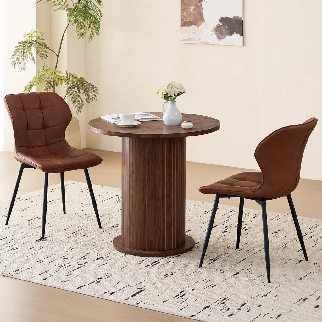 31.5' Round Dining Table for 2, Modern Small Pedestal Kitchen Table, Space Saving, for Apartment Dining Living Room