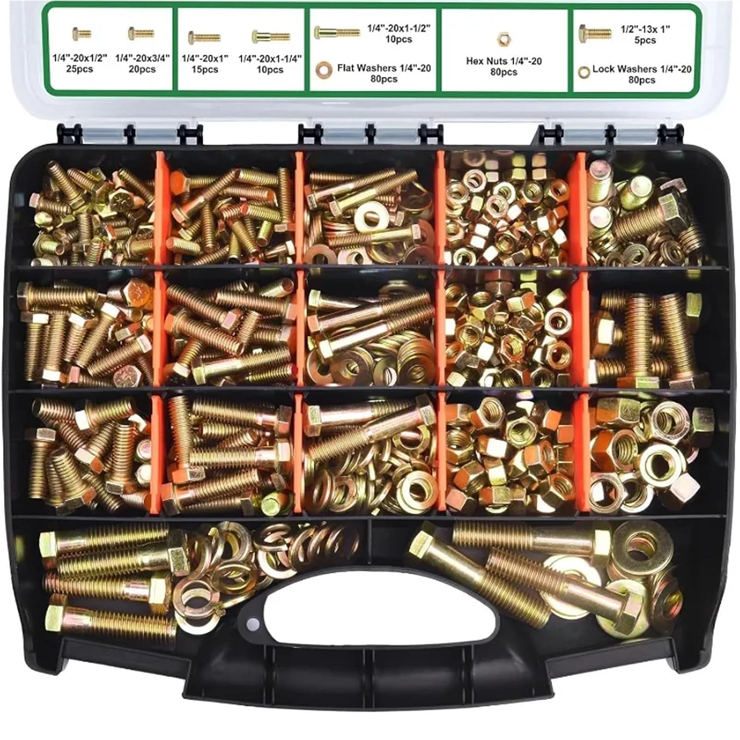 Bolt and Nut Set Grade 8 Heavy Duty Bolt Kit for Equipment Repair(566pcs Gold)