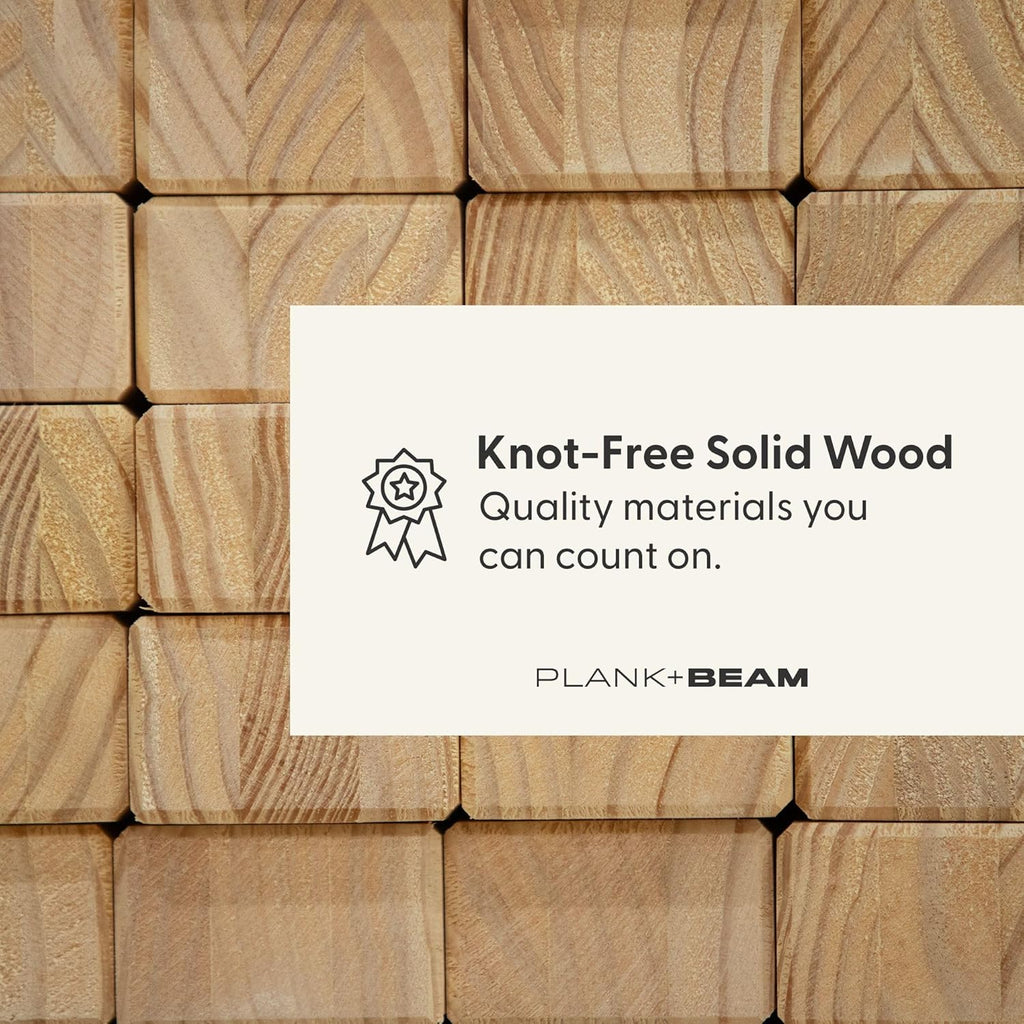 Plank+Beam 72 Inch Modern Solid Wood Dining Table - Solid Pine, Wirebrush Finish, Seats 6, Non-Toxic Finish, Easy Assembly, for Kitchen or Office, Seashell Wirebrush