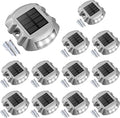 VOLISUN Solar Deck Lights Driveway Dock Lights, 12-Pack Led IP68 Waterproof Outdoor Warning Step Lights for Driveway Sidewalk Garden Pathway Yard(White, Auto On/Off