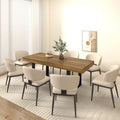 78.74'' Extendable Rectangular Dining Table for 4-8, Modern Mid-Century Farmhouse Wood Expandable Kitchen Dinner Conference Table for Living Room Office, Black & Brown