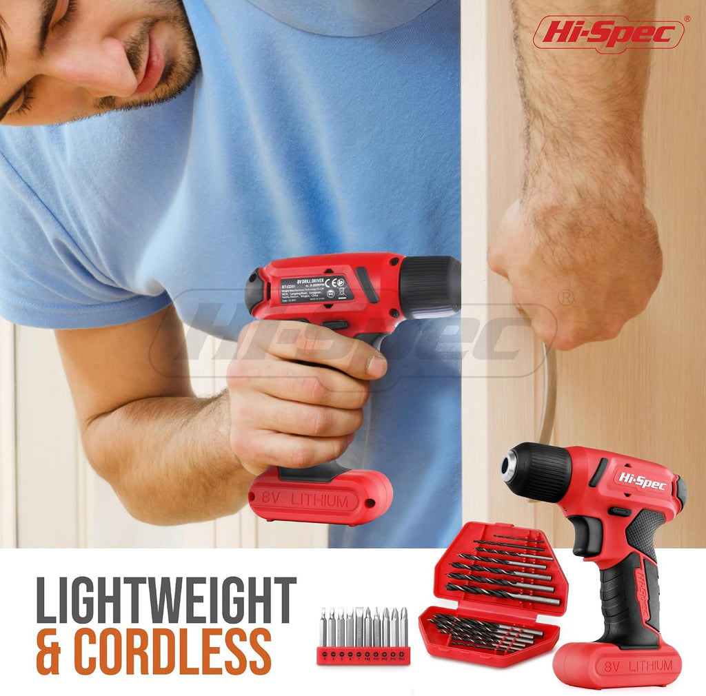 Hi-Spec 58pc Pink 8V USB Electric Power Cordless Drill Driver & Tool Kit Set and 58pc Red 8V USB Electric Power Cordless Drill Driver & Tool Kit Set