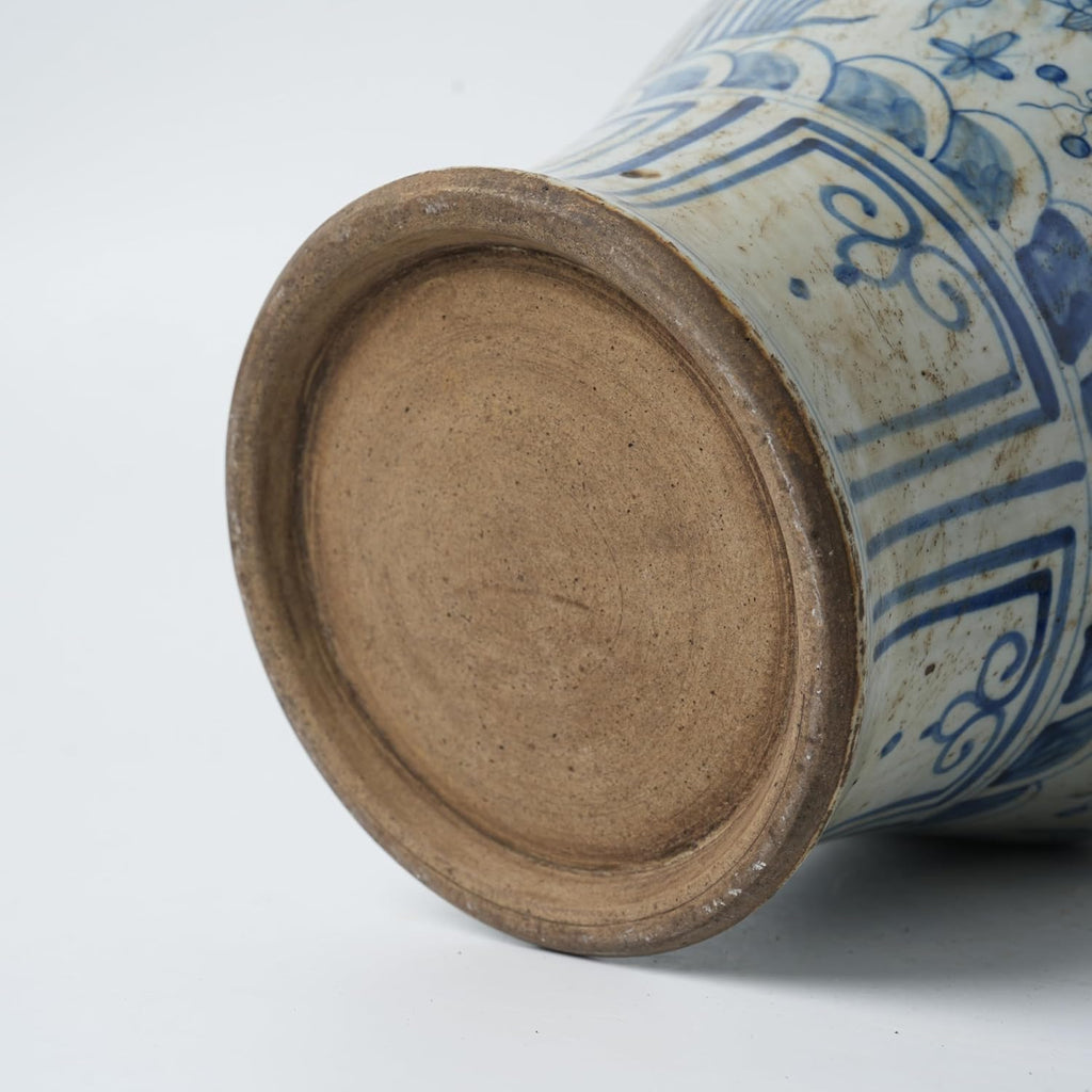Handmade 41' Ceramic Ginger Jar w/Lid - Classic Chinese Style Porcelain Jar Tea Storage for Home Decor DecorativeTemple Jar Centerpiece Vintage Accent Antique Vase (Blue And White)