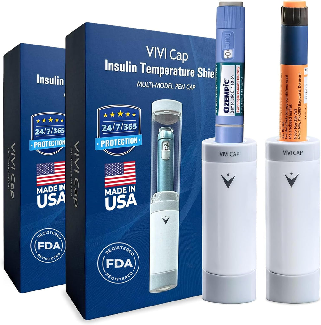 VIVI Cap Insulin Pen Temperature Protection Case 2 Pack | TSA Approved Insulin Cooler Protector Travel Case | 24/7 Heat & Cold Shield, Fits All Insulin & GLP-1 Pens (Ozempic, Saxenda, Novo, Humalog)