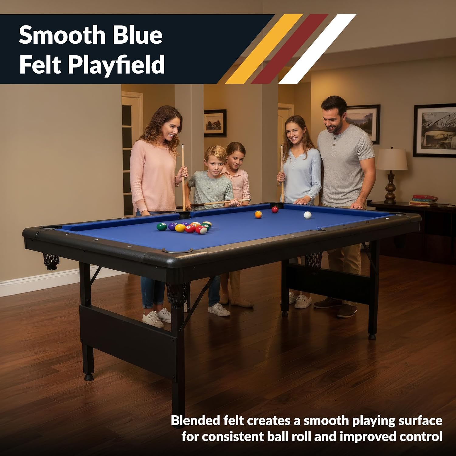 Hathaway Fairmont Folding Pool Table for Family & Home Use Includes Full Set of Billiard Balls, Cues, Chalk, Triangle and Carrying Bag, Portable Space-Saving Table