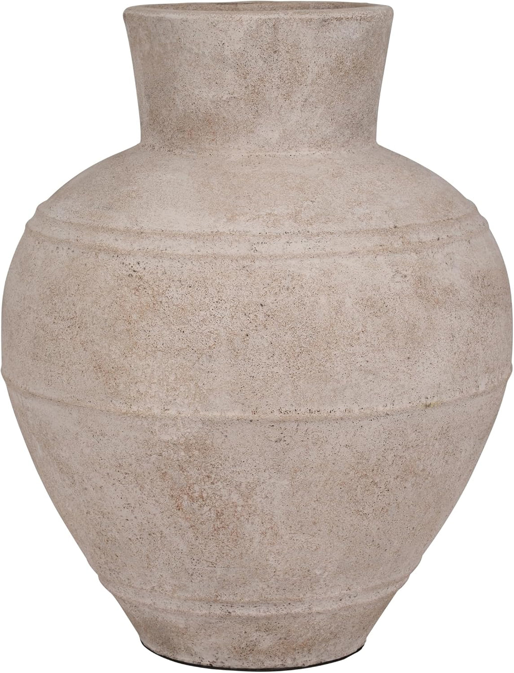 Elegant Pottery Jug Vase with Handle for Living Room Decor and Home Accents - Decorative Flower Vase for Room, Bedroom, or Office Display - Elevates House and Table Styling - 22', Ivory & Tan