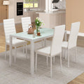 Bealife Kitchen Dining Table Set for 4, Tempered Glass 5 Piece Table and Chairs Set Modern for Home, Kitchen, Living Room, Dining Room, White