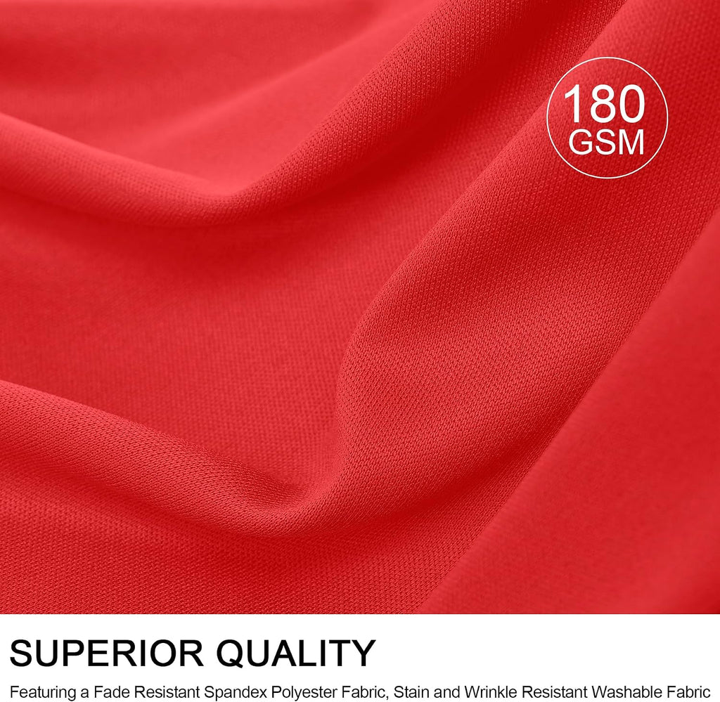 Outpain 6ft Spandex Polyester Blend Tablecloth for Standard Folding Tables - 6 Pack Red Table Protector for Party, Wedding, Banquet, Festival