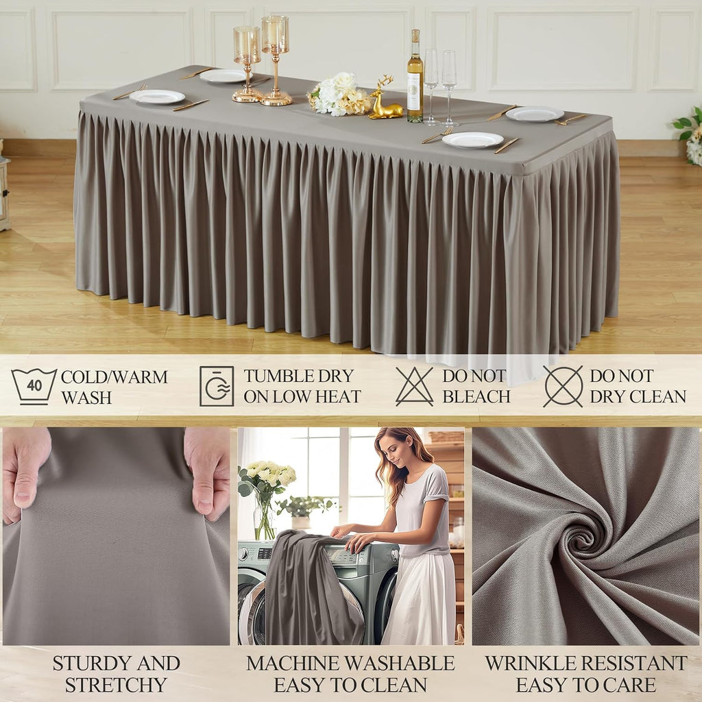 6 Pack Light Brown Table Clothes for 6 Foot Rectangle Tables, Premium Polyester Rectangle Tablecloth Wrinkle Resistant Washable Table Cloth for Wedding, Party, Dining, Banquet, Buffet Tables