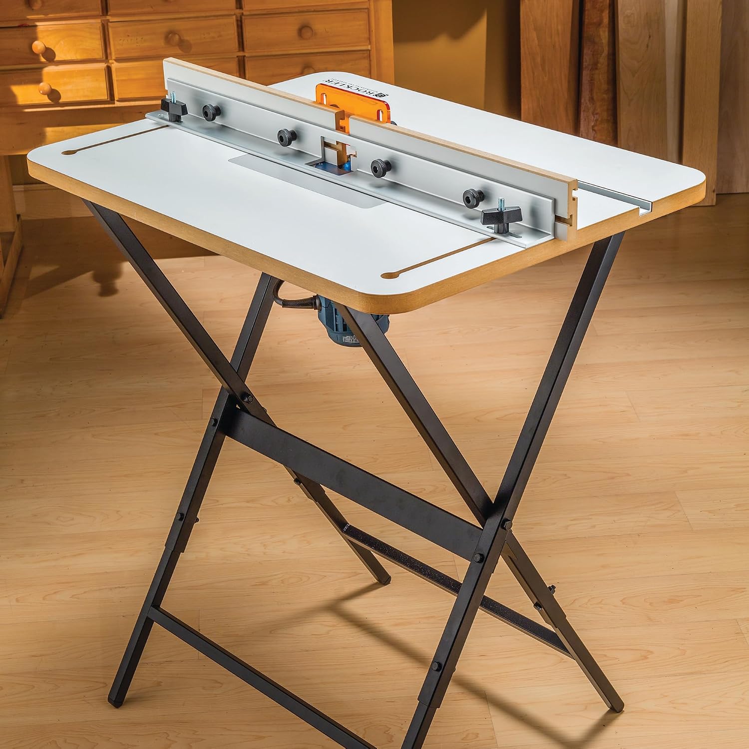 Complete Router Table Package - Lightweight & Sturdy Router Table Kit w/Powder-coated Black Steel Stand, Phenolic Plate, & More - Wooden Carpentry Tools & Accessories to Route w/Precision & Ease