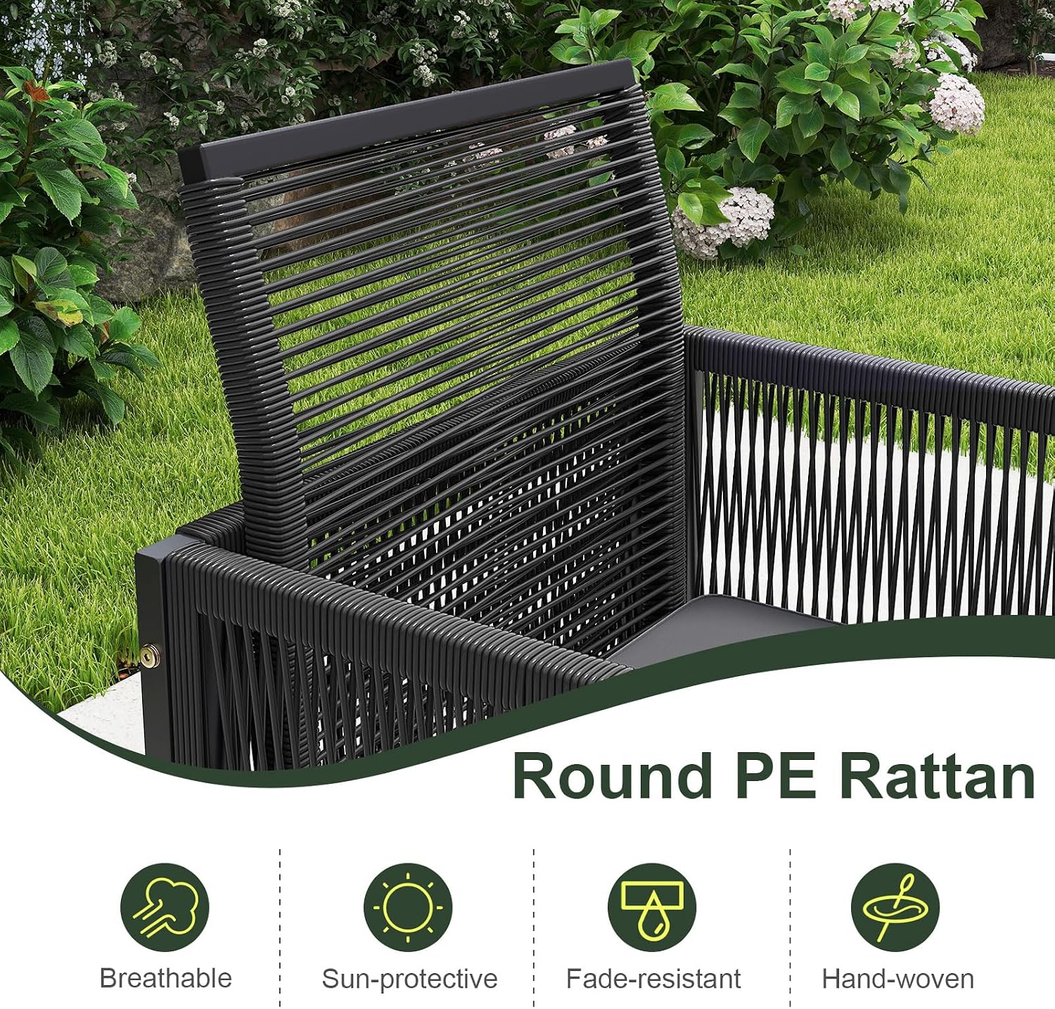 Tangkula 9 Pieces Patio Dining Set, Outdoor Space-Saving Furniture Set with PE Rattan Chairs, Tempered Glass Table and Ottomans, Outdoor Sectional Conversation Set with Cushions for Yard