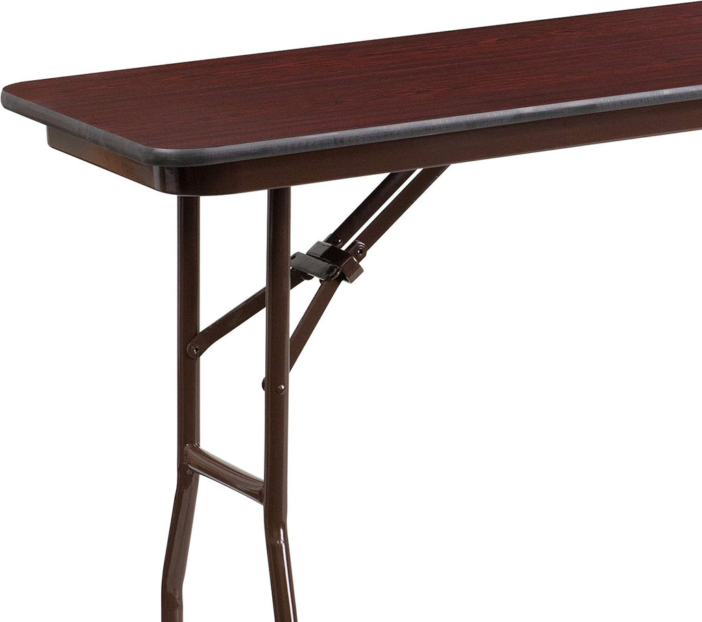 Flash Furniture Frankie 6' Mahogany Melamine Laminate Folding Training and Event Table, Rectangular Folding Training Table, Brown