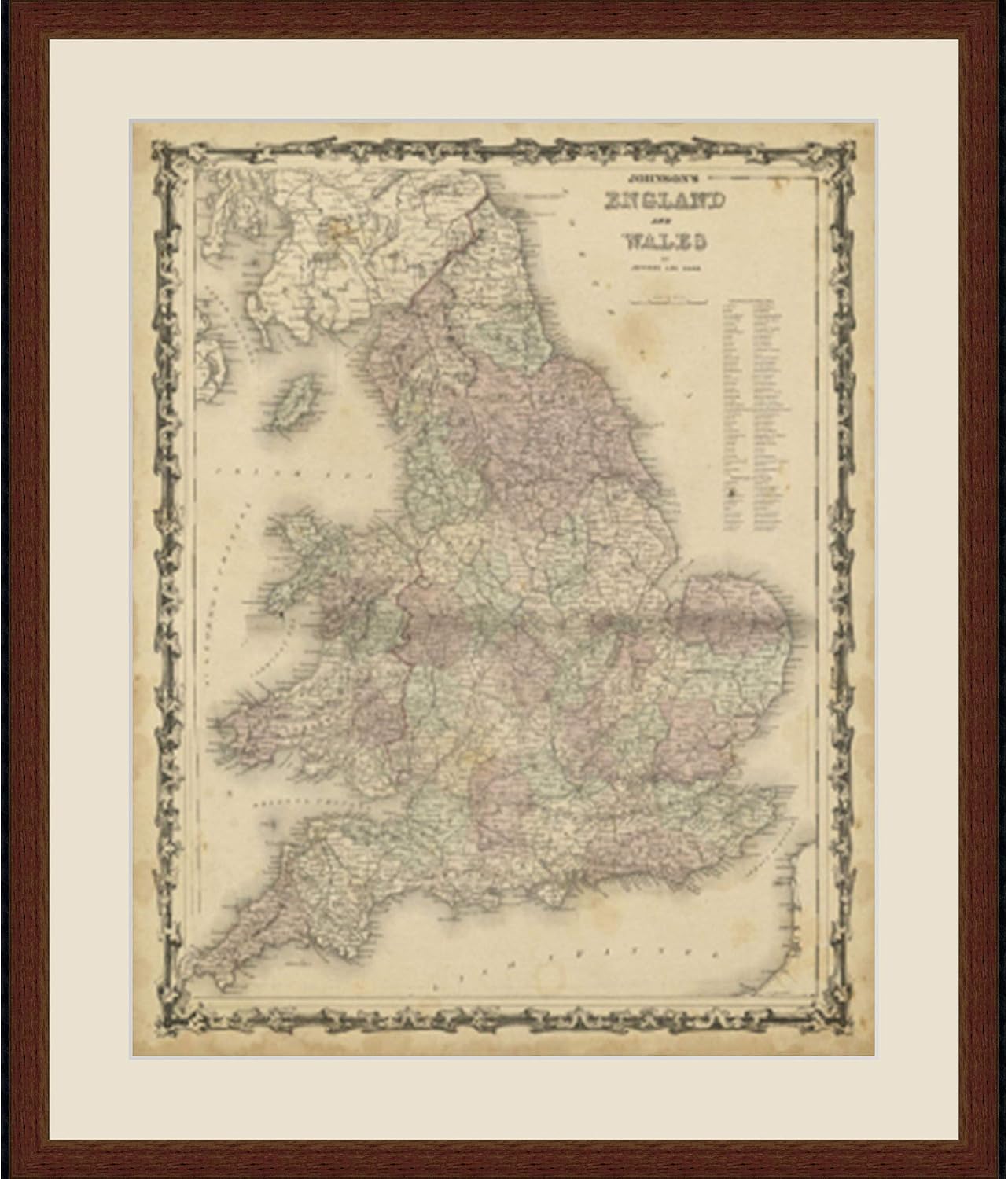 First Avenue Art & Framing Home Decor | Quality Framed Artwork | Interior Accents | Johnson's Map of England & Wales - MAPS (28'x32')