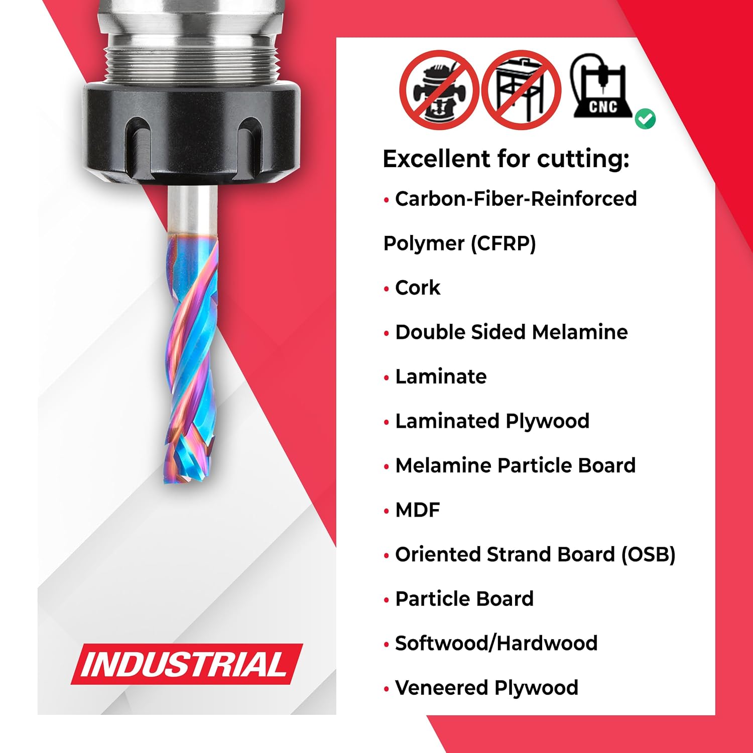 Amana Tool Spektra Extreme Tool Life Solid Carbide CNC Compression Spiral Router Bit, 46031-K, 8 D x 1-1/4 CH x 3/8 SHK x 3 Inch Long 3 Flute