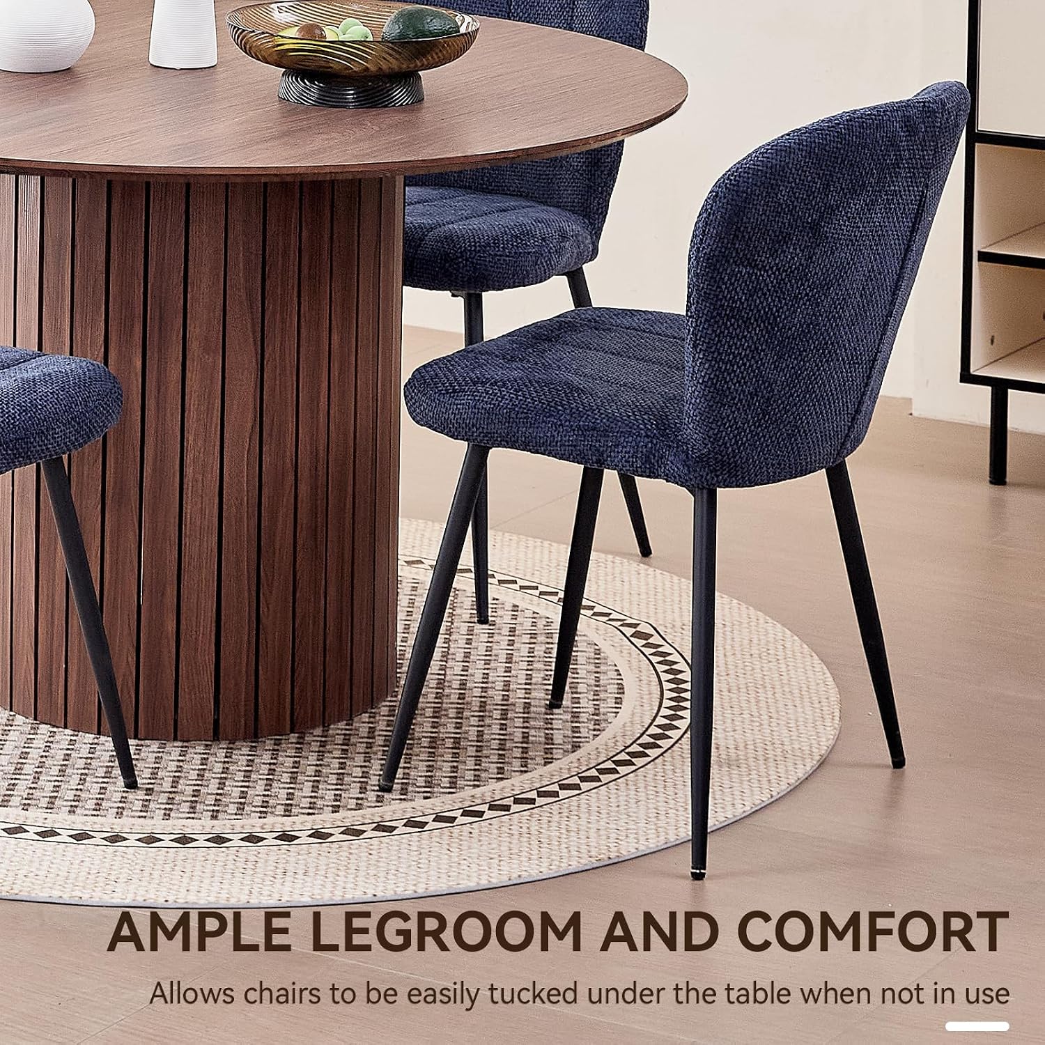 47' Round Dining Table for 4, Farmhouse Kitchen Table [Chamfered Edge Tabletop] Circle Pedestal Dinner Table, φ47.2'x29.5'H, Brown