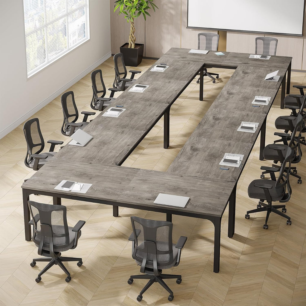Tribesigns 6.5FT Conference Table, 78.7-Inch Rectangle Meeting Seminar Table, Large Business Tables for 6-8 People (Only Table) (Gray+Black)