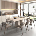 78.74'' Extendable Rectangular Dining Table for 4-8, Modern Mid-Century Wood Expandable Kitchen Dinner Conference Table for Living Room Office, Veined Travertine Pattern, Beige
