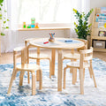 Guidecraft Nordic Table and Chair Set- Natural: Wooden Kids Table with 4 Chairs, Bentwood Classroom Activity Seating for Crafting & Reading, Kids Play Montessori Furniture for Playroom & Homeschool